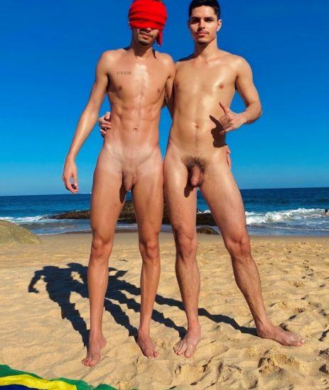 Nude fit guys at the beach