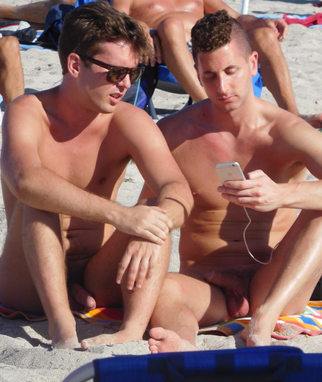 Two nude beach guys